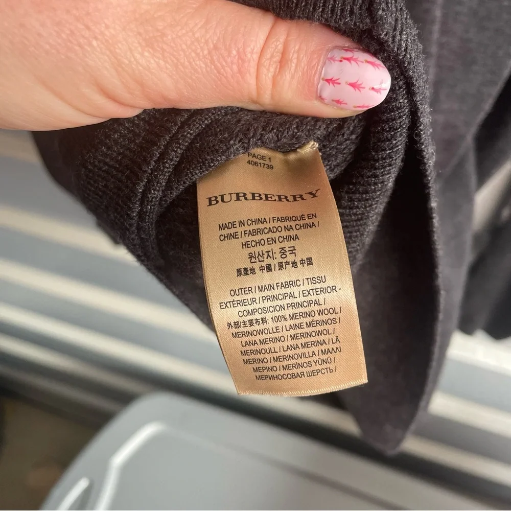 Burberry check detail arm Crewneck wool sweater